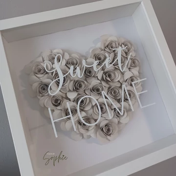Egyedi szív papírvirág box - sweet home flirattal Egyedi szív papírvirág box - sweet home flirattal