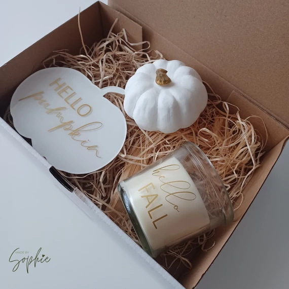 Őszi dekor box - arany felirattal