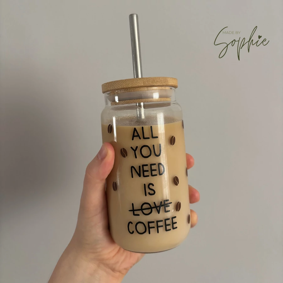 'All you need is coffee' üvegpohár